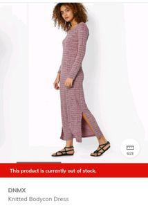 DNMX Maroon Printed Long Dress (Women)
