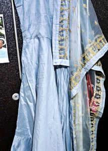Powder Blue Anarkali Suit