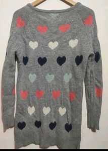 Silver Winter Top Heart Print For 34 Bust