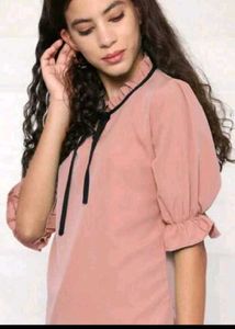 Elegant Pink Tie-Neck Top