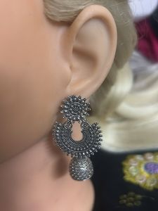 Boho Silver Jhumka Earrings
