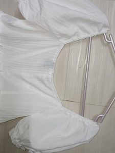 White Puff Sleeve Mini Dress
