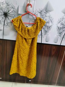 Mustard Lace Mini Dress