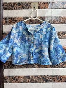 Blue Floral Crop Top