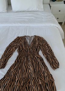 Stylish Zebra Print Midi Dress