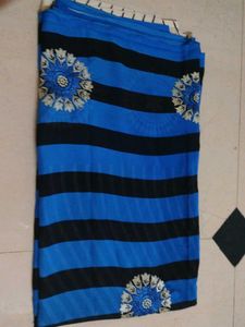Blue &amp; Black Striped Saree