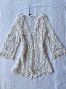 Gorgeous open lace sheer coquette top