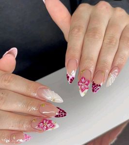 magenta Flower Press On Nail