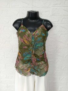 Green Printed Tank Top