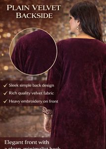 Velvet Maroon Embroidered Suit-Size M