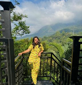 Yellow Pajama Set with Graphic Print