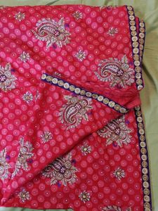 🌸 Pink Brasso Fabric with Polka Dot Design – Fest