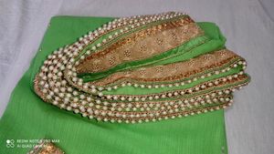 Green Pearl Saree With Blouse New