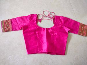 Pink Embroidered Saree