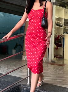 Red Polka Dot Midi Dress
