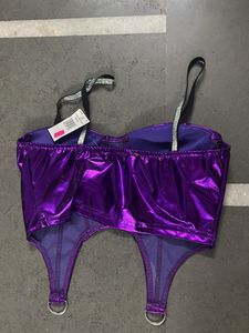 Party Purple Shiny Corset Top