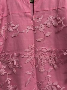 Embroidered Pink short Kurti