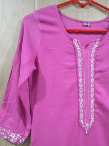Pink Embroidered Kurti
