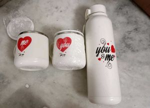 Cute 'You & Me' Mug & Bottle Set