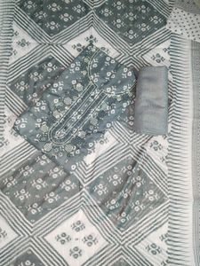 Grey Colour Cotton Dress Material
