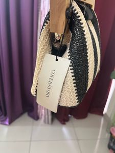 Coverstory Striped Straw Top Handle Bag
