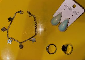 Jewelry Set: Bracelet, Earrings, Rings