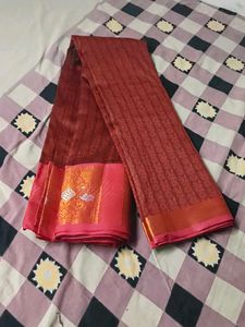 Maroon Striped Saree