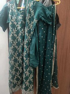 Emerald Green Floral Embroidered Salwar Suit