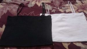 Style Can Pake Of 2 Black And White Crop Cami Than