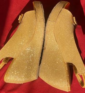 Beautiful, Shimmer, Gold Veg Heels