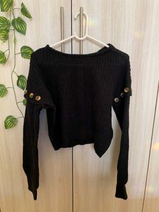 Black Knit Button Sweater