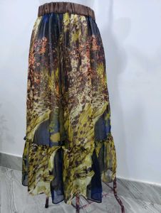 Floral Print Ruffle Skirt