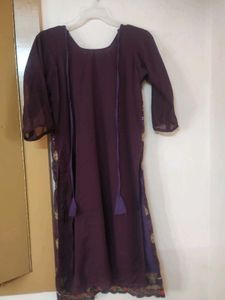 Purple Embellished Kurta With Full Gear Plazo💓