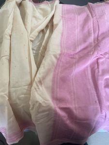 Very fresh beautiful beige and pink pleasing saree