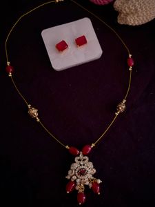 Beautiful Invisible Necklace Set With Ad And Stone