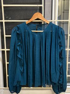 The Teal Pleated Top