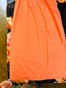 Orange Night Dress Embroidered