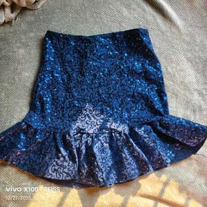 791312. Sparkling Blue Sequin Mini Skirt