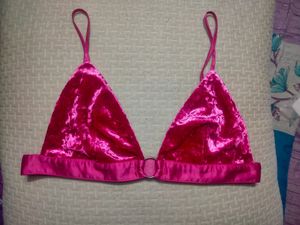 Hot Pink Velvet Bralette