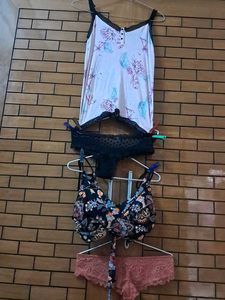 Combo Of Four Imported Fabric Bra N Panty