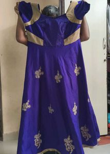 Elegant Purple &amp; Gold Embroidered Dress