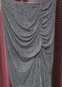 Shein Elegant Blue Sheer thigh slit Midi Skirt