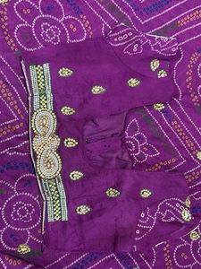 Purple Bandhani Saree with Embellishments