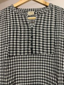Classic Black &amp; White Cotton Check short Kurti