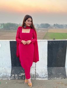 Pink georgette Kurta net, full sleep