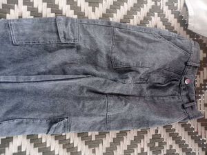 Gray Wash Cargo Jeans
