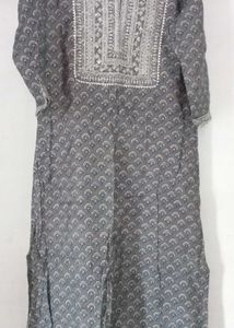 Gray Printed Kurti Set