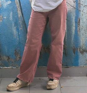 light pink wide leg jeans