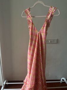 Chiffon Frill Halter Tier Ruffle Maxi Dress