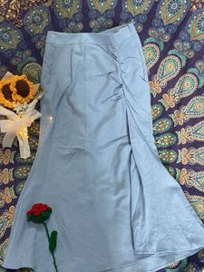 Light Blue Skirt with Ruffle Detail